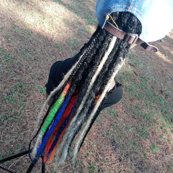 Black colorful rainbow ombre Loc extensions - Picture 4 of 10